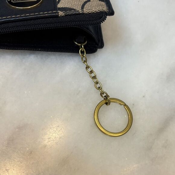 Coach  North South Leather Striped Cardholder Keychain - Picture 14 of 15